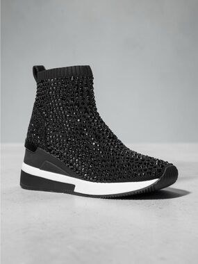 Michael Kors Skyler Wedge Stretch Knit Sock High Top
Sneaker Black, Size 8